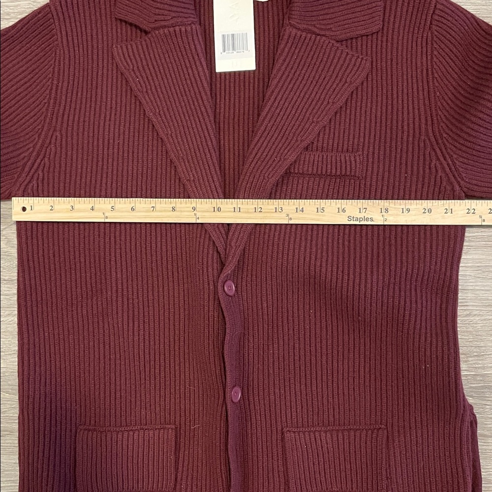 Aya Muse Wool Ribbed Trench Coat Burgundy‎ Large - Picture 8 of 8